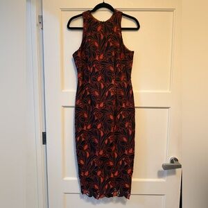 ANTONIO MELANI Black and Red Floral Midi Dress